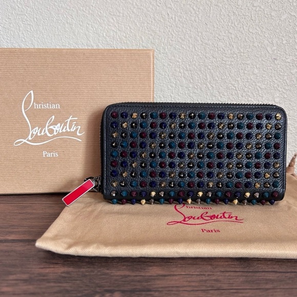 CHRISTIAN LOUBOUTIN Panettone Multicolor Spiked Calf Leather Wallet!!! PRISTINE! - Picture 6 of 16